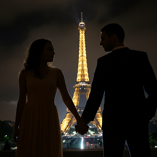 Eiffel Tower Romance: A Silhouette of Love