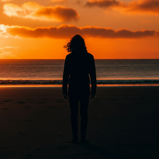 Silhouetted Solitude at Sunset