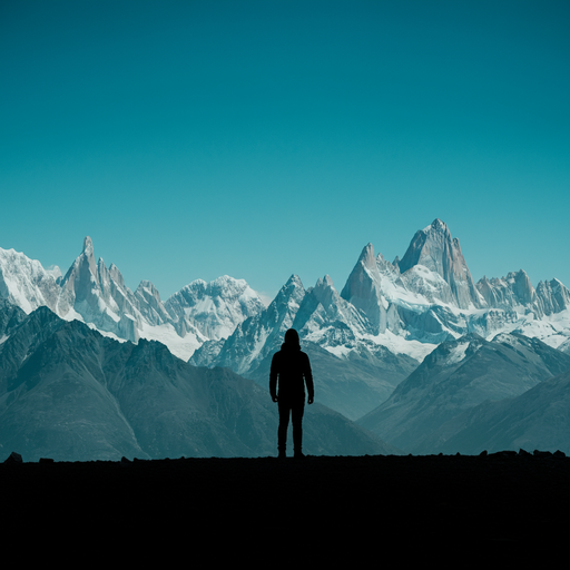 A Solitary Figure Against the Majestic Peaks