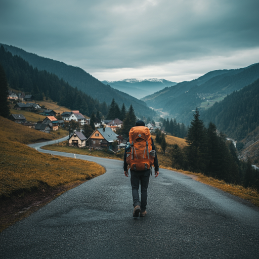 A Solitary Journey Through Misty Mountains