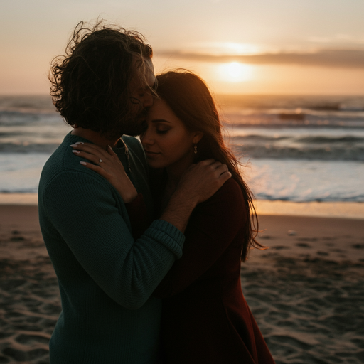 Sunset Embrace: A Moment of Intimate Romance