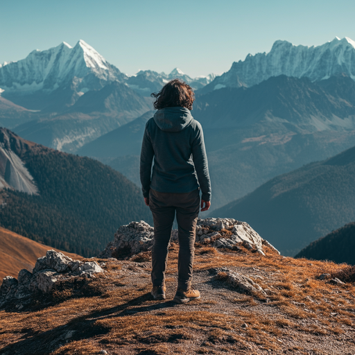 A Hiker’s Solitude Amidst Majestic Peaks