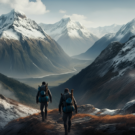 Awe-Inspiring Hike: Two Hikers Conquer a Mountain Ridge