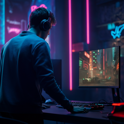 Neon Glow, Intense Focus: A Gamer’s World