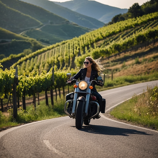 Freedom on Two Wheels: A Woman’s Joyful Ride Through a Sun-Kissed Vineyard