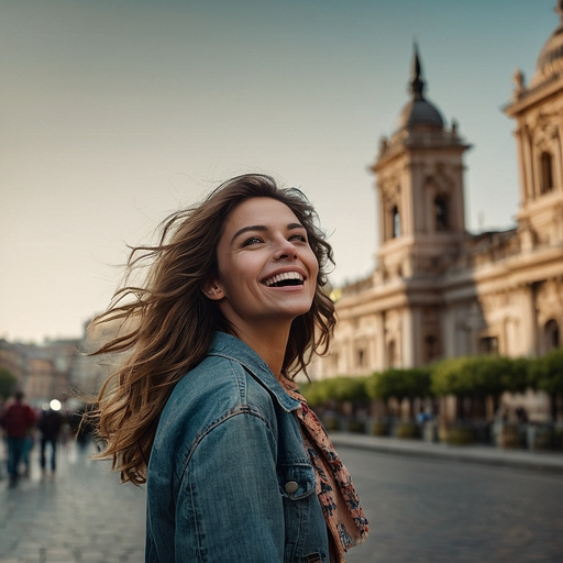 City Lights, Sunny Smiles: A Moment of Joy Captured