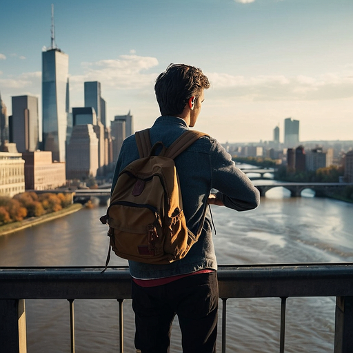 Silhouetted Against the City: A Moment of Reflection