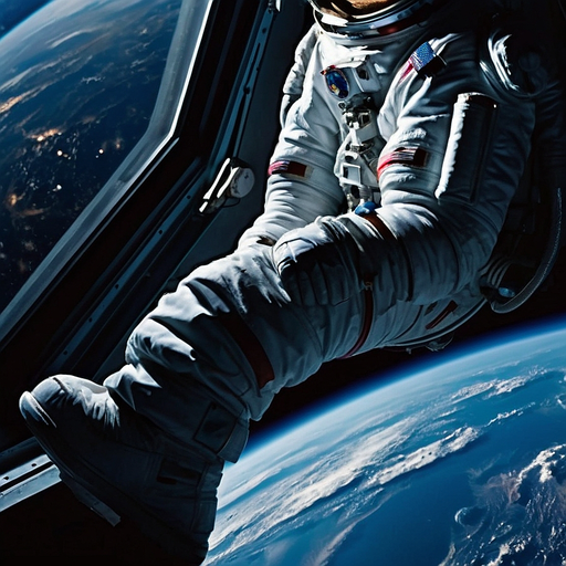 A Moment of Awe: Astronaut Gazes at Earth from the Vastness of Space