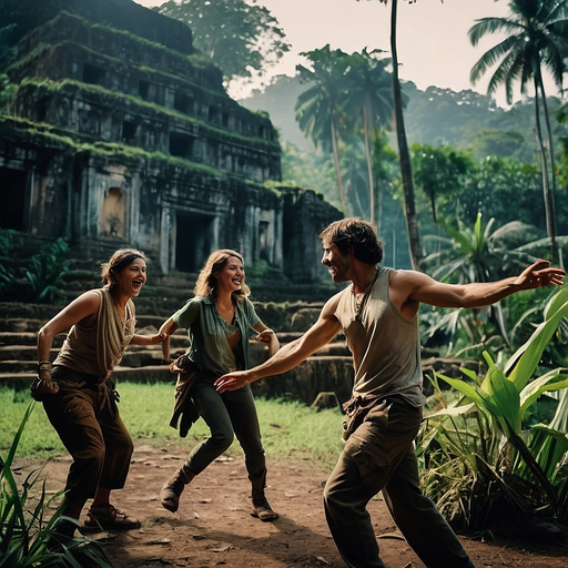 Adventure Awaits: Friends Explore Ancient Ruins in the Jungle