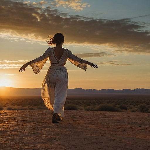 Silhouettes of Hope in the Desert Sunset