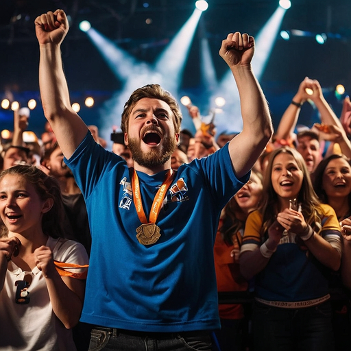 Victory Dance: Champion Basking in the Glory of the Crowd