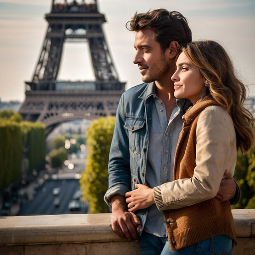 Parisian Romance: A Couple’s Love Story Against the Eiffel Tower