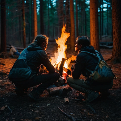 Whispers by the Firelight: A Cozy Encounter in the Woods