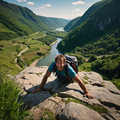 Conquering the Peak: A Man’s Thrilling Ascent