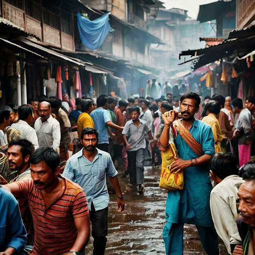 Life in Motion: A Bustling Street Market in India