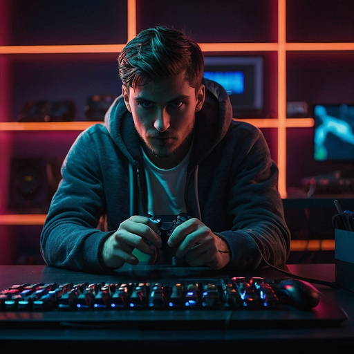 In the Zone: Gamer’s Focus Under Neon Lights