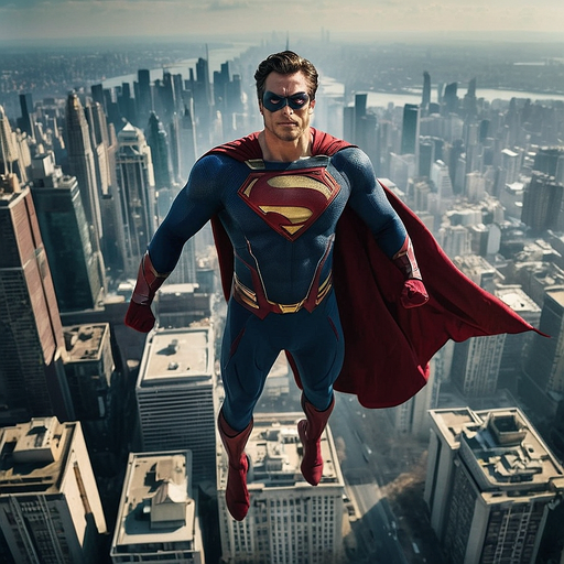 Superman Soars Above the City in a Moment of Heroic Power