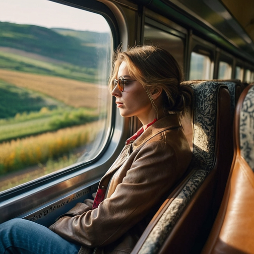 Golden Hour Reflections: A Moment of Tranquility on the Train