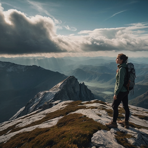 A Lone Hiker’s Majestic View: Serenity Meets Adventure