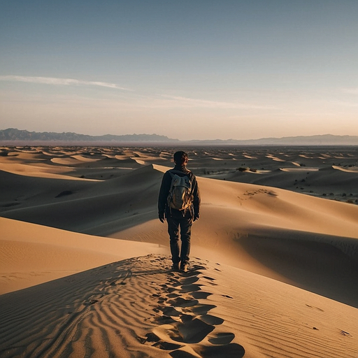 A Solitary Journey Across the Golden Sands