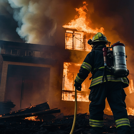 Firefighter Stands Tall Against Blazing Inferno