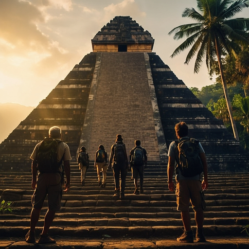 Adventure Awaits: Silhouettes on the Pyramid’s Ascent