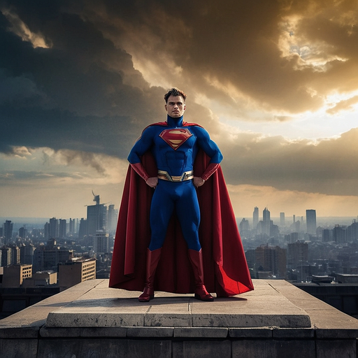 Superman Soars Above the City in a Moment of Heroic Power