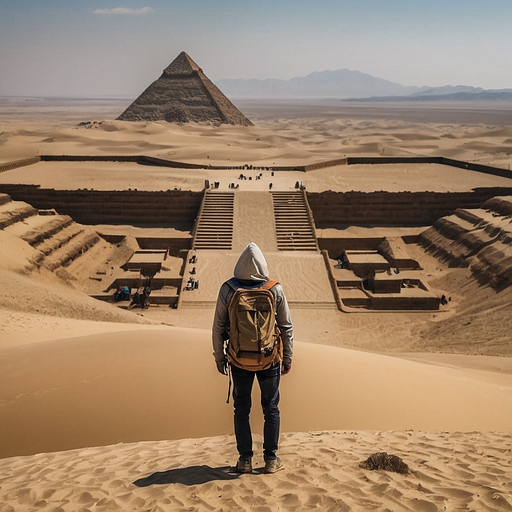 A Solitary Figure Contemplates the Majesty of the Great Pyramid