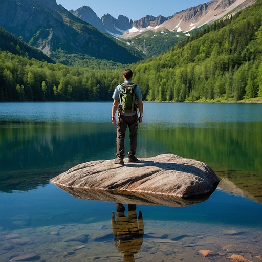 Tranquility Found: A Hiker’s Moment of Peace in the Mountains