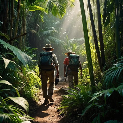 Lost in the Light: Hikers Navigate a Sun-Dappled Path