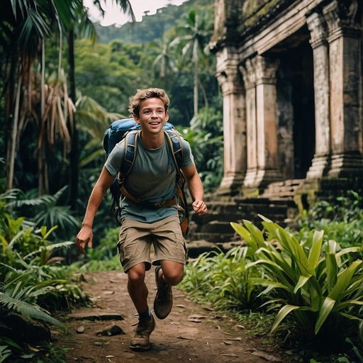 Adventure Awaits: Young Man Explores Ancient Ruins