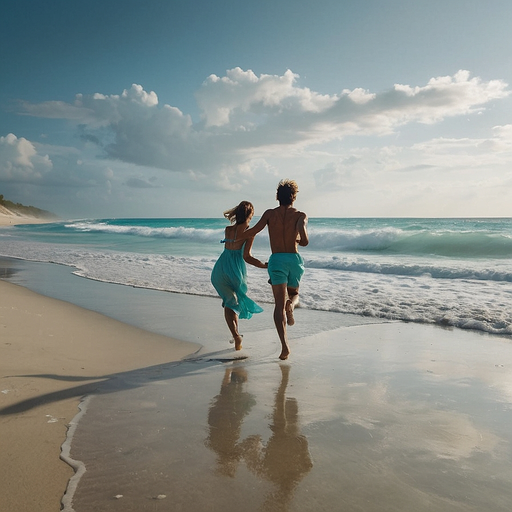 Chasing Horizons: A Romantic Beach Run