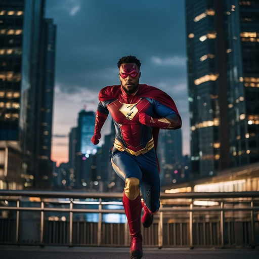 Superhero in Motion: Blurred Speed and Heroic Power