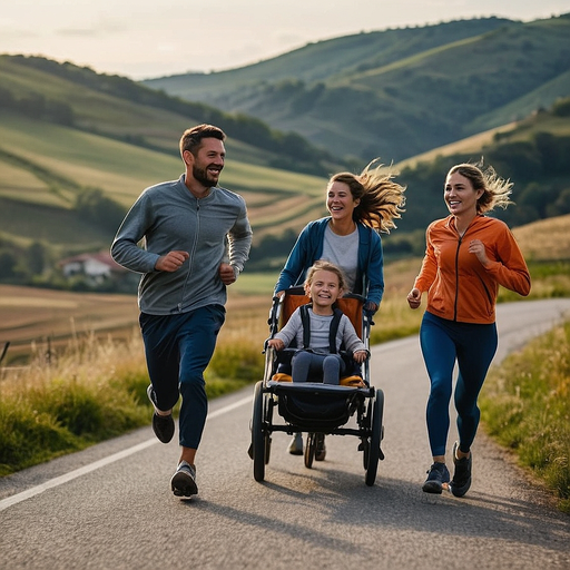 Family Fun on a Country Road: Joy and Determination in Every Step