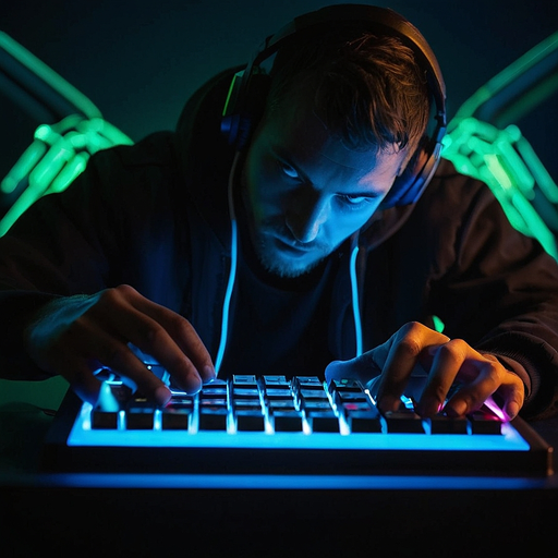 Lost in the Code: A Hacker’s Focus Under Neon Lights