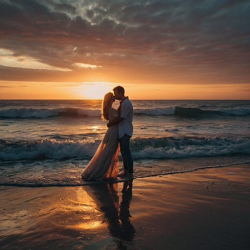 Silhouettes of Love at Sunset