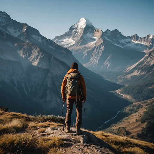 A Hiker’s Moment of Tranquility Amidst Majestic Peaks