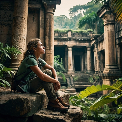 Lost in Wonder: A Young Woman Explores Ancient Ruins