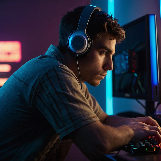 In the Zone: Gamer’s Focus Under Neon Lights