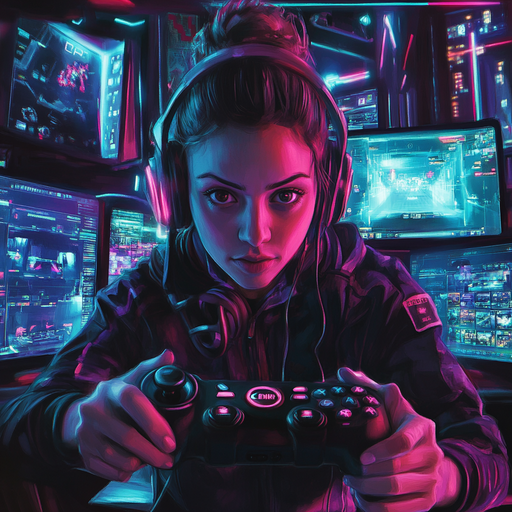 Cyberpunk Gamer: Immersed in the Neon Glow