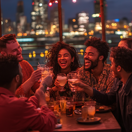 City Lights and Laughter: A Rooftop Gathering of Friends