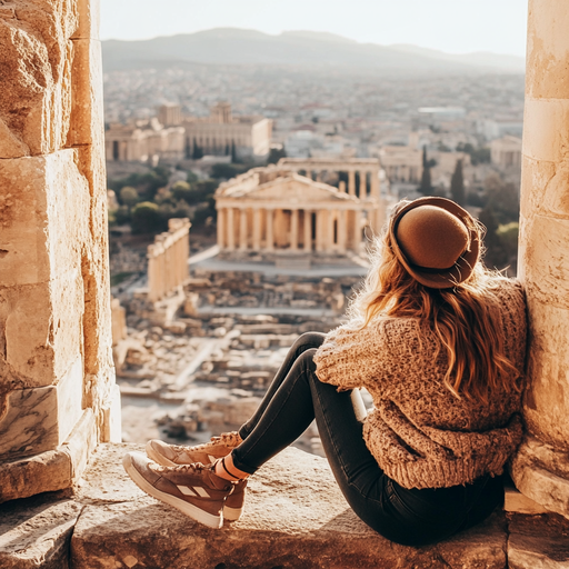 Contemplating History: A Woman Finds Serenity Amidst Ancient Ruins