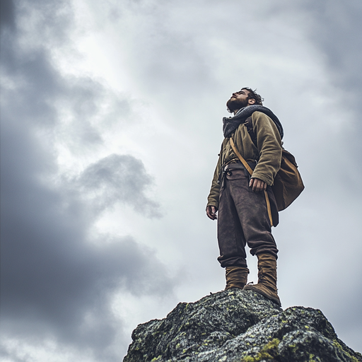 A Lone Figure Contemplates the Storm