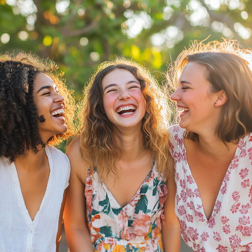 Laughter in the Sunlight: Friends Share a Joyful Moment