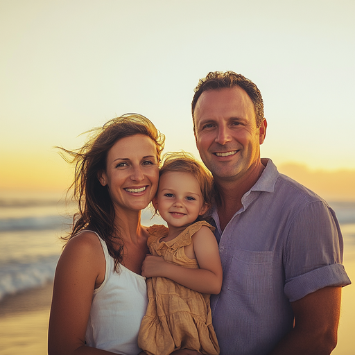 Sunset Smiles: A Family’s Moment of Joy on the Beach