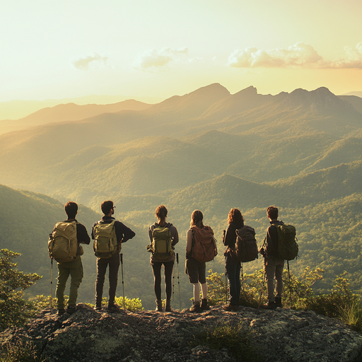 Silhouettes of Adventure: Hikers Embrace the Sunset’s Majesty