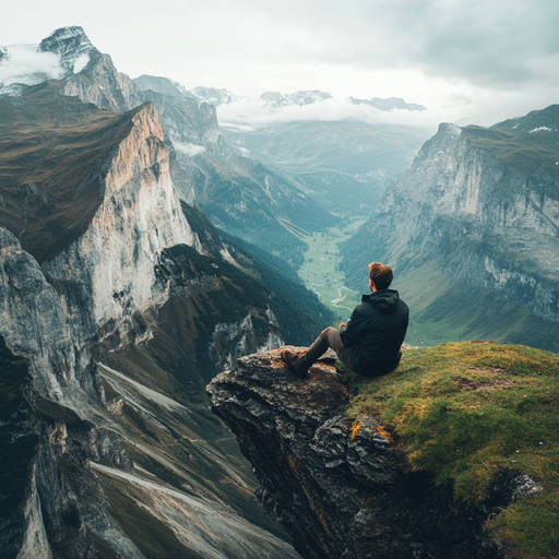 A Moment of Solitude Amidst Majestic Peaks