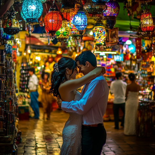 Love Blooms Amidst Festive Lights