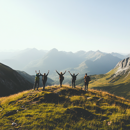 Conquering the Summit: Hikers Celebrate a Golden Sunset