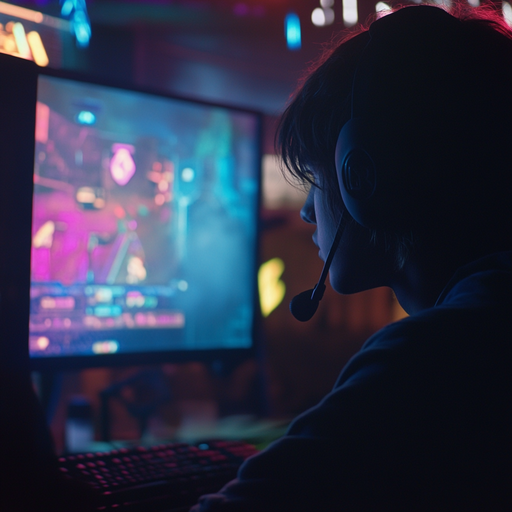 Lost in the Neon Glow: A Gamer’s Intense Focus